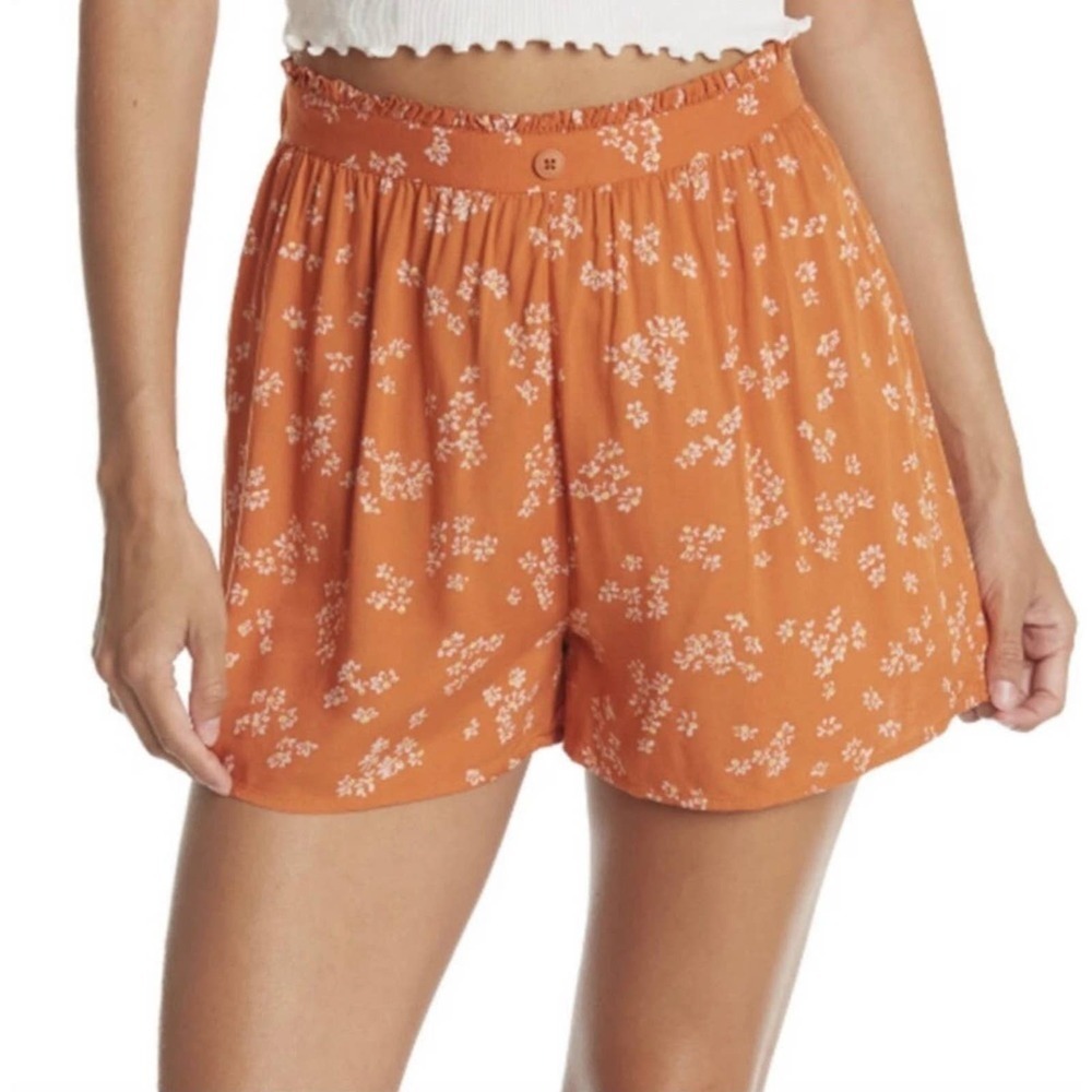 NWT Abound Women's Size XS Rust Colored Floral Moxie Shorts v6x